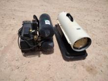 2 HP Air Compressor/Dura Heat Heater