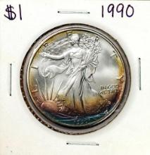 1990 $1 American Silver Eagle Coin Amazing Toning