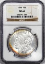 1888 $1 Morgan Silver Dollar Coin NGC MS65 Amazing Toning