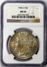 1904-O $1 Morgan Silver Dollar Coin NGC MS64 Great Toning