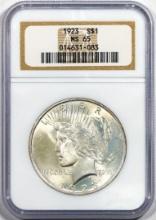 1923 $1 Peace Silver Dollar Coin NGC MS65