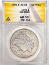 1897 $1 Morgan Silver Dollar Coin ANACS AU58 Details Cleaned