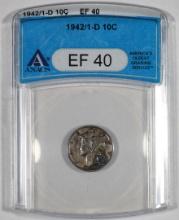 1942/1-D Mercury Dime Coin ANACS EF40