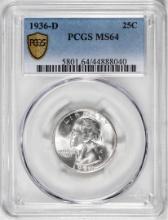 1936-D Washington Quarter Coin PCGS MS64