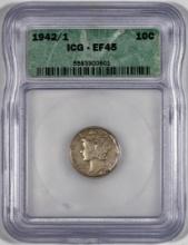 1942/1 Mercury Dime Coin ICG EF45