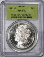 1881-S $1 Morgan Silver Dollar Coin PCGS MS65PL Old Green Holder