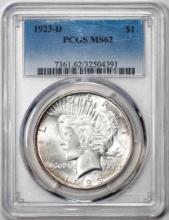 1923-D $1 Peace Silver Dollar Coin PCGS MS62