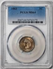 1863 Indian Cent Coin PCGS MS64