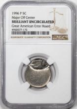 1996-P Jeferson Nickel Coin Error Major Off Center NGC Brilliant Uncirculated