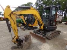 New Holland E35B Midi Excavator, Full Cab, MISSING FRONT GLASS, 7863 Hours,