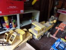 (3) Tonka Trucks, Yellow, Played With, Dump Truck, Crane and Power Shovel (