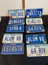 License Plate Lot - 10 plates Iowa Craft or Collect