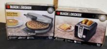 Black & Decker waffle maker and 2 slice toaster