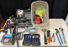 Tools, Dremel, with sharpening kit and more misc garage items