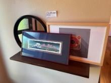 Round Mirror, Serigraph Mountain Print, And Framed Print