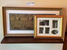 Large Framed Egyptian Print And Matted Frame