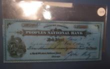 1882 CANCELLED CHECK ON ROCK ISLAND PEOPLES NATIONAL BANK