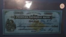 1882 CANCELLED CHECK ON ROCK ISLAND PEOPLES NATIONAL BANK