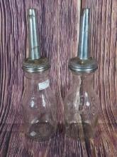 Lot of (2) Motor Oil Jars with Spouts