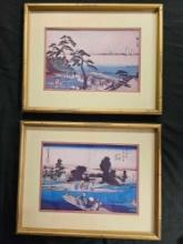 PAIR OF Utagawa Hiroshige (Ando Hiroshige) FRAMED BEHIND GLASS PRINTS/PICTURES