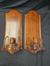 VINTAGE CORNWALL WOODEN CANDLE WALL SCONCES