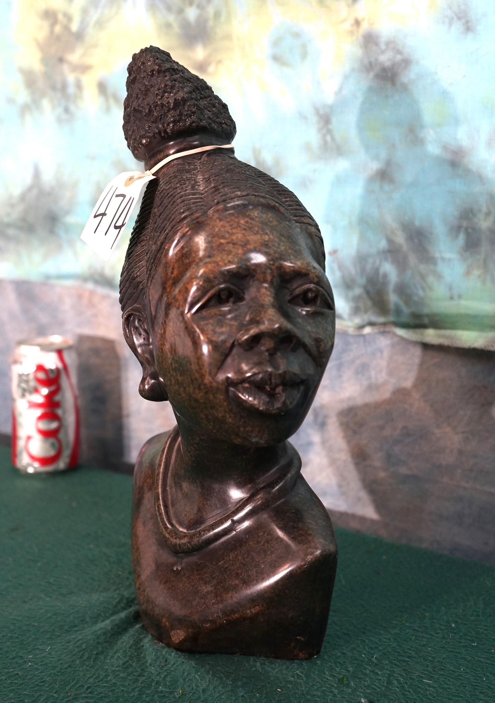 African Woman Head Bust Made from Soapstone Statue