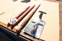 THREE BALES PRONGS & TWO 6" SHEET METAL SEAMERS