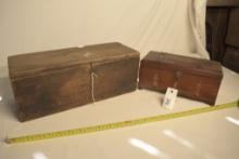 Miniature Cedar Chest and Antique Wooden Box with Latch