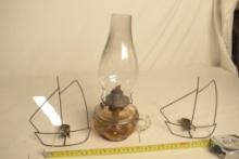 Vintage Eagle Finger Oil Lamp with 2 Sail Boat Candle Holders