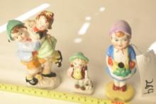 Occupied Japan Girl and Dog Figurine with Inkwell Girl and hugging Girl and Boy Figurines