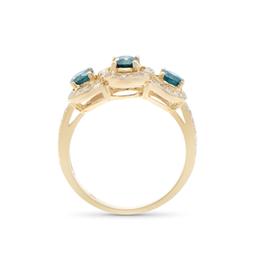 14KT Yellow Gold 1.27ctw Dark Blue Diamond Ring