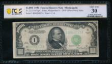 1934 $1000 Minneapolis FRN PCGS 30