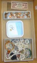 Variety of misc. Jewelry, 6grams 14k. Coins, etc.