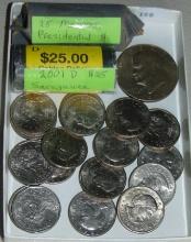 68 Dollar Coins: 25 Monroe, 25 Sacagawea, Eisenhow