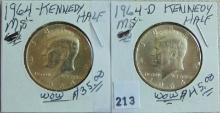 1964, 1964-D Kennedy Half Dollars.