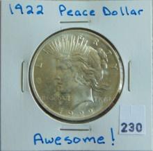 1922 Peace Dollar MS+.