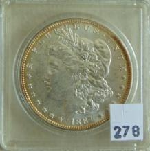 1887 Morgan Dollar MS63 (toned).