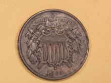 Nice 1864 Two Cent Piece