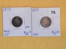 Seated and Capped Bust silver Dimes
