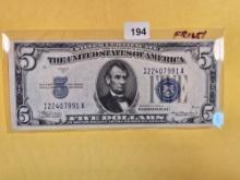 Crisp Uncirculated 1934-A Five Dollar Silver Certificate