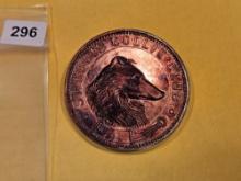 1908 GEM PROOF RED St Louis Collie Club High Relief Medal