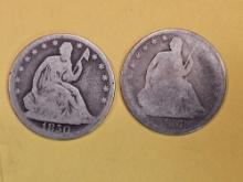 1850-O and 1858-O Seated Liberty Half Dollars