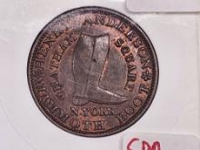 * ANACS 1837 Hard Times Token in Choice Mint State 63 Red-Brown