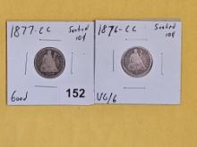 1877-CC and 1876-CC Seated Liberty Dimes