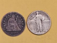 Two mixed, better, silver Quarters