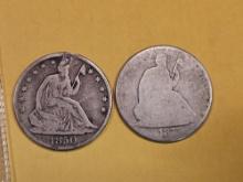 1850-O and 1875-S Seated Liberty Half Dollars