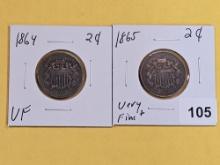 1864 and 1865 Two Cent Pieces
