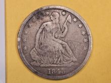 Better Date 1843-O Seated liberty Half Dollar in Very Good