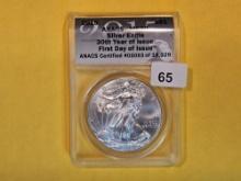 PERFECT! ANACS 2015 American Silver Eagle in Mint State 70