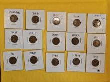 Fifteen mixed, early, Wheat Cents